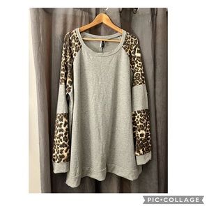 Gray and leopard print shirt